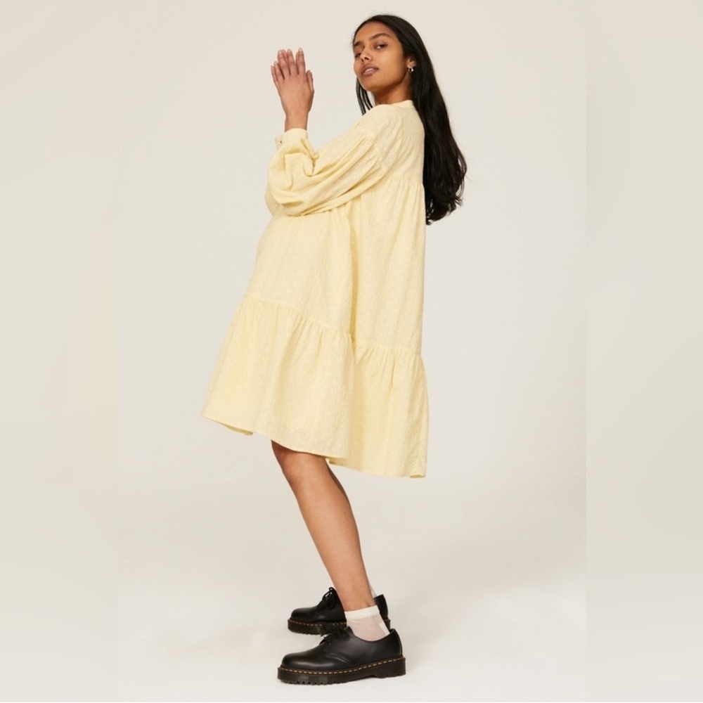 Pamela Love X RTR Butter Yellow Floral Eyelet Cotton Prairie Dress Size Small
